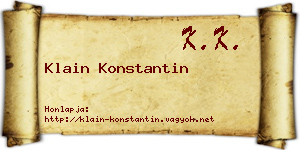 Klain Konstantin névjegykártya